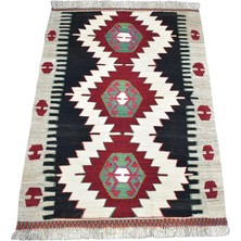Zehra Abla Halı Yeni El Dokuması Geometrik Anamur Yörük Yün Kilim 7332