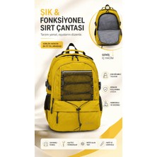Young 51534 Yellow Sarı Unisex Çok Cepli Suya Dayanıklı Sırt Çantası