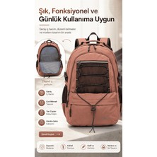 Young 51534 Pink Pembe Unisex Çok Cepli Suya Dayanıklı Sırt Çantası