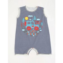 Luggi Baby Bisiklet Yaka Baskılı Erkek Bebek Tulum