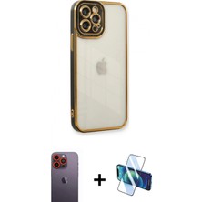 Pileli Store Pilelistore™ iPhone 12 Pro Kılıf Çekirdek Klasik Serisi - Siyah 3D Antistatik Seramik Nano Ekran Koruyucu + Neon Fosforlu Kamera Lens - Tu
