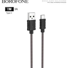 Borofone BX52 Yumuşak Silikon 3.0A Type-C Hızlı Şarj ve Data Kablosu 1m - Siyah