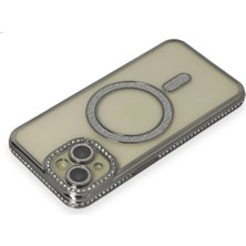 Senka Mey Ithalat® Iphone 14 Kılıf Joke Simli Magneticsafe Kılıf - Gri
