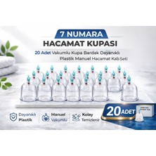 Erdo Ticaret 7 Numara Hacamat Kupası 20 Adet Vakumlu Kupa Bardak Dayanıklı Plastik Manuel Hacamat Kabı Seti