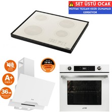 Afm Tech ve Ferre Marka Lq Sessiz Beyaz Vitro Elektrikli Ankastre Set (D064-SA+FC-07 SETÜSTÜ+FM7701