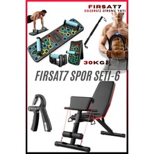 Spor Seti 6 | Profesyonel Bench Press Katlanabilir | Katlanabilir Şınav Tahtası | Sayaçlı Ayarlanabilir El Yayı 5-60 kg | Göğüs Yayı El Bilek Bükbük 30 kg