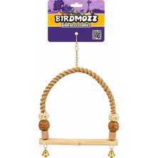 Birdmozz Premium Hasır Örgülü Cevizli Ahşap Tünek 25 cm