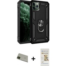 Marsilyan™- iPhone 11 Pro Max Kılıf Ahenk Klasik Koleksiyonu - Siyah Mat Seramik Nano Ekran Koruyucu + Rainbow Kamera Lens Koruma Cam - Yl