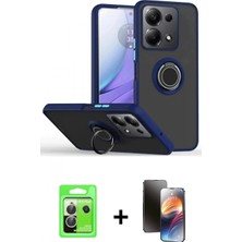 Marsilyan™- Redmi Note 13 Pro 5g Kılıf Yörünge Çizgi - Siyah 3D Antistatik Mat Seramik Nano Ekran Koruyucu + Raze Metal Kamera Lens - Gs