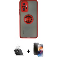 Marsilyan™- Redmi Note 10 Pro Kılıf Yörünge Çizgi - Siyah 3D Antistatik Mat Seramik Nano Ekran Koruyucu + Kamera Lens Koruma Cam - Sf