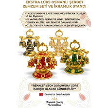 Wolawood Ekstra Lüx Osmanlı Zemzem Şerbet Sunum Seti 6 Kişilik Bardaklı Luxury Deluxe Takım Dekoratif Standlı Hediyelik Premium Tasarım Sınırlı Sayıda Özel Üretim