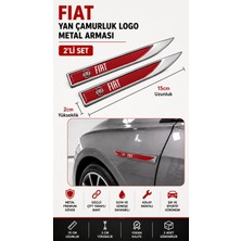 Stilix Garage Fiat Metal Damla Desen Çamurluk Yan Çıtası Logo Amblem 2’li Set 15 cm