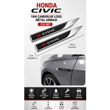 Stilix Garage Honda Civic Metal Damla Desen Çamurluk Yan Çıtası Logo Amblem 2’li Set 15 cm