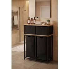 Miyuhome Metal Kızaklı Çamaşır Sepeti 80 lt Kumaş Malzeme ile Büyük Boy Pratik Depolama Çözümü