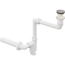  Aqua Bagno  Smart Pop-Up  Sifon , Taşma Deliksiz  Krom +Comfort Yer Kazandıran Lavabo Sifonu -2 Parça Set