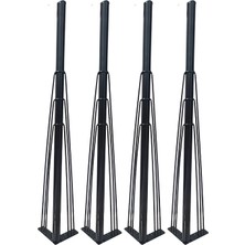 Rihan Mobilya 4 Adet Metal Mobilya Ayağı Siyah 71 cm Masa Ayağı Vidalı Hairpin Ayak