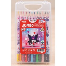 Artlantis 12 Li Jumbo Kuru Boya Kalemi Plastik Kutu 1 Paket Fatih Kuromi Figürlü Kalın 12 Renk Kuruboya Tam Boy Renkli Kalem