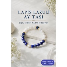 Orenda Design Lapis Lazuli & Ay Taşı Doğal Taş Bileklik | Dişil Enerji, Nazar ve Özgüven Enerjisi