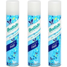 Batiste Fresh Kuru Şampuan 200 ml x 3 Hacim Verici Özellikli Kadınlar İçin Yağlı Saçlar