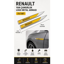 Stilix Garage Renault Metal Damla Desen Çamurluk Yan Çıtası Logo Amblem 2’li Set 15 cm