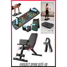 Spor Seti 10 | Profesyonel Bench Press  Katlanabilir | Katlanabilir Şınav Tahtası | Dans ve Spor Egzersiz Aleti 160KG Vibtofitto Kumandalı 9modlu | Sayaçlı Ayarlanabilir El Yayı 5-60 kg