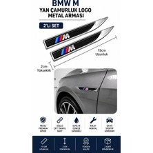 Stilix Garage Bmw M Metal Damla Desen Çamurluk Yan Çıtası Logo Amblem 2’li Set 15 cm