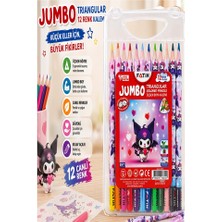 ArtMaster 12 Li Jumbo Kuru Boya Kalemi Plastik Kutu 1 Paket Fatih Kuromi Figürlü Kalın 12 Renk Kuruboya Tam Boy Renkli Kalem