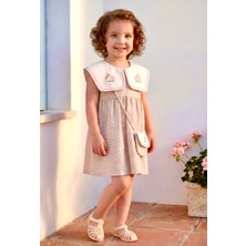 Cooll Bebek Kız Çocuk Pamuklu Pötikare Nakışlı Cantalı Elbise