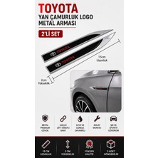 Stilix Garage Toyota Metal Damla Desen Çamurluk Yan Çıtası Logo Amblem 2’li Set 15 cm