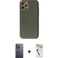 Marsilyan™- iPhone 12 Pro Kılıf Ahenk Işık - Şeffaf Uv Polymer Nano Ekran Koruyucu + Neon Fosforlu Kamera Lens - Bz
