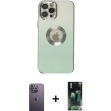 Marsilyan™- iPhone 12 Pro Kılıf Kutup Yansıma Özel Seri - Şeffaf 360 Full Body Arka Koruyucu + Neon Fosforlu Kamera Lens - Bz