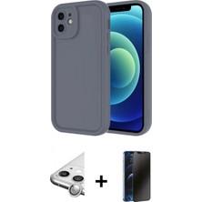 Marsilyan™- iPhone 11 Kılıf Yankı Yansıma Özel Seri - Siyah 3D Antistatik Hayalet Cam Ekran Koruyucu + Raze Metal Kamera Lens - Gs