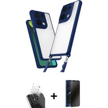 Marsilyan™- Redmi Note 13 Pro 4g Kılıf Ufuk Klasik - Siyah 3D Antistatik Hayalet Cam Ekran Koruyucu + Kamera Lens Koruma Cam - Sf