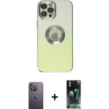 Marsilyan™- iPhone 12 Pro Kılıf Kutup Yansıma Özel Seri - Şeffaf 360 Full Body Arka Koruyucu + Neon Fosforlu Kamera Lens - Bz