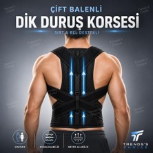 Trends's Choice Çift Balenli Dik Duruş Korsesi Ayarlanabilir Unisex Sırt Omuz Bel Destekleyici Postür Korsesi