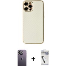 Marsilyan™- iPhone 12 Pro Kılıf Ahenk Işık - Şeffaf Uv Polymer Nano Ekran Koruyucu + Neon Fosforlu Kamera Lens - Bz