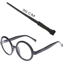 Nemere Ithalat Harry Potter Asası ve Siyah Çerçeveli Gözlük Seti