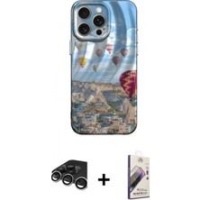 Marsilyan™- iPhone 15 Pro Kılıf Nova Doku Prime - Siyah Bilvis 3D Mat Cam Ekran Koruyucu + Raze Metal Kamera Lens - Gs