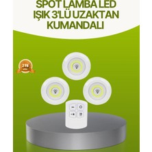 Nemere Uzaktan Kumandalı 3 Lü Kablosuz LED Spot Lamba Seti Yapışkanlı Pratik Kullanım