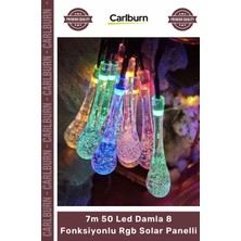 Carlburn #solar Bahçe Aydınlatma Dekoratif Su Geçirmez 7m 50 LED Damla 8 Fonksiyonlu Rgb Solar Panelli