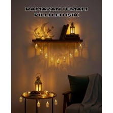 Nemere Altın Fener Detaylı Pilli Ramazan LED Işık Ev Dekorasyonu