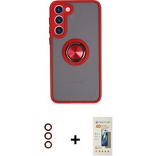 Marsilyan™- Galaxy S23 Plus Kılıf Yörünge Çizgi - Siyah 6d Mat Seramik Hayalet Nano Ekran Koruyucu + Metal Kamera Lens - Kı