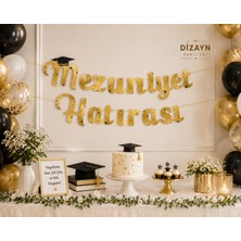 Dizayn Parti Evi Mezuniyet Hatırası Banner Gold Mezuniyet Süsü Parti Arka Fon Dekoru