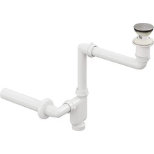 Aqua Bagno  Smart Pop-Up  Sifon , Taşma Delikli  Krom +Comfort Yer Kazandıran Lavabo  Sifonu -2 Parça Set