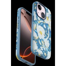 Armüz Apple iPhone 15 Plus Flower Series Magsafe Kapak - Mavi
