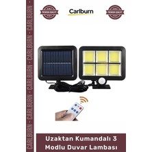 Carlburn #solar Aydınlatma 120 Cob LED Solar Panelli Sensörlü Uzaktan Kumandalı 3 Modlu Duvar Lambası