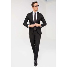 İGS Erkek Siyah Slim Fit Dar Kalıp Klasik Takım Elbise