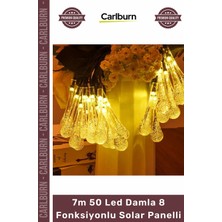 Carlburn #solar Bahçe Aydınlatma Dekoratif Solar 7m 50 LED Damla 8 Fonksiyonlu Solar Panelli Gün Işığı