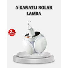 Nemere Ithalat Güneş Enerjili ve USB Şarjlı LED Kamp Lambası – 5 Farklı Işık Modlu, Askılı Tasarım