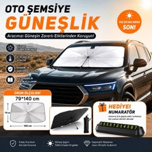 Point Marketing 79X140 cm Oto Şemsiye Güneşlik Tüm Araçlara Uyumlu Ön Cam Güneşlik Numaratör Hediyeli